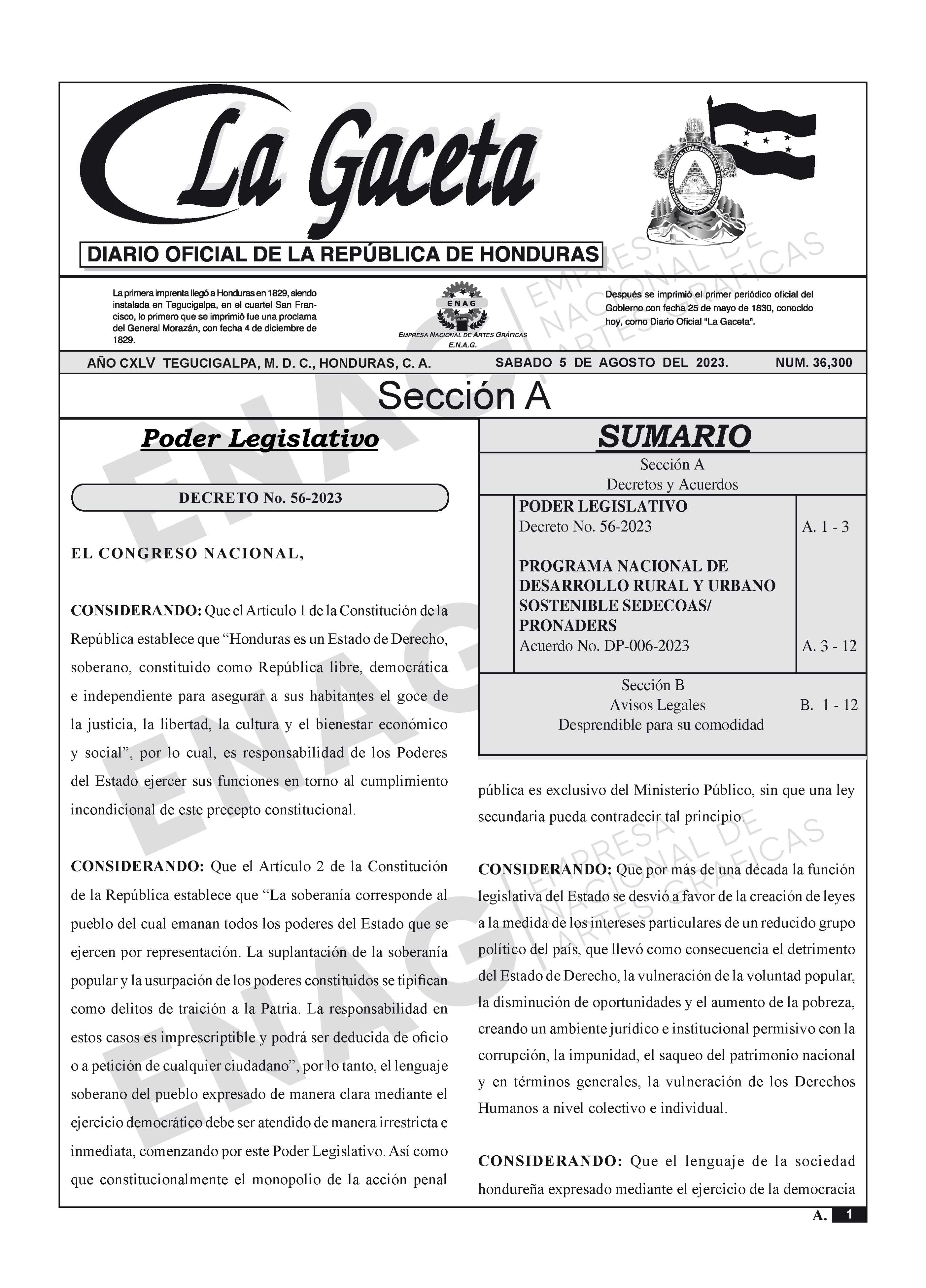 Publicada en el Diario Oficial La Gaceta la derogación del decreto 116-2019
